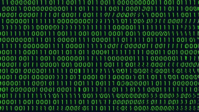 fast changing binary code - glitch effect. 4K video animation.