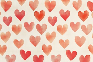 Seamless heart design with a soft gradient of red and orange hues.