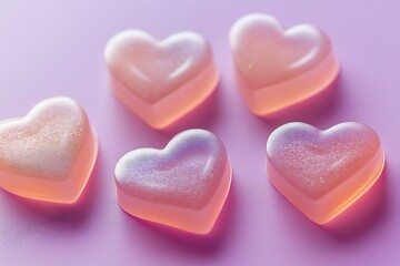 Obraz premium Light pink hearts with a soft gradient effect on a lavender background.