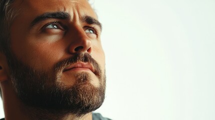 Obraz premium pensive man looking away Isolated On White with copy space