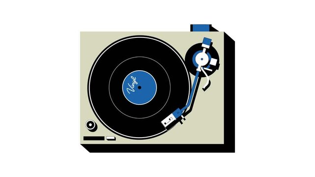 vinyl record turntable player, gramophone vinyl record. looping video. aplha channel vide