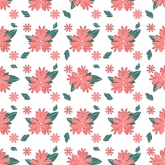 Seamless Pattern, Background and Wallpaper in hand drawn style : pink flower vol.02