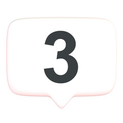 数字の3の吹き出し3Dアイコン(正面)