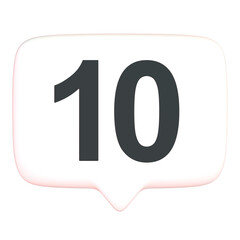 数字の10の吹き出し3Dアイコン(正面)