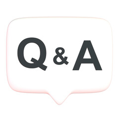 Q&Aの文字の吹き出し3Dアイコン(正面)