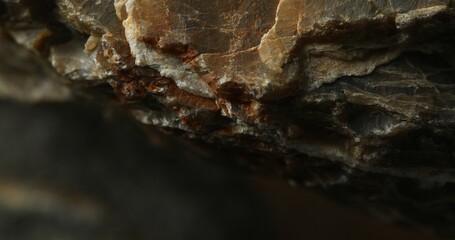 Layered Rock with Mineral Deposits and Natural Texture