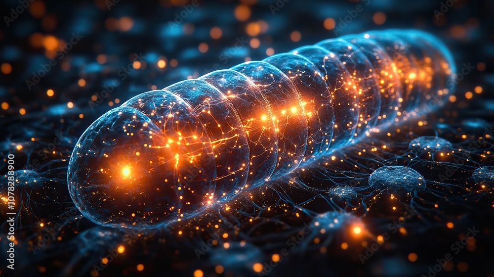 Canvas Prints holographic image of mitochondria futuristic element 3d rendering