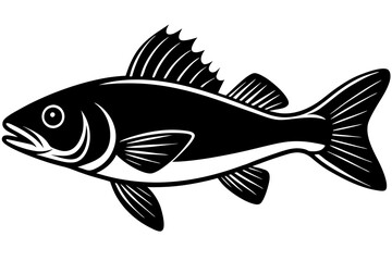 Walleye Fish Silhouette Vector Art.