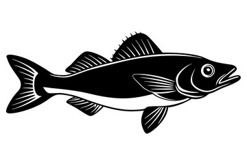 Walleye Fish Silhouette Vector Art.