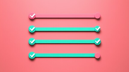 A minimalistic design featuring checklists with colorful ticks on a vibrant background, emphasizing organization and completion.