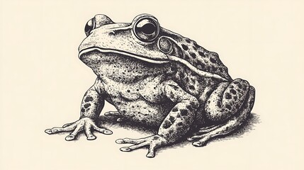 Detailed Illustration of a Frog in Grass
