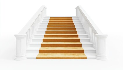 White Staircase with Golden Carpet