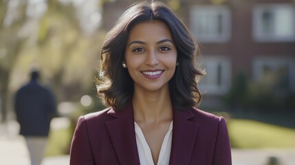 Young south asian female politician in professional attire for leadership and diversity concepts
