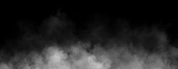 Panoramic view misty fire smoke background. Abstract texture overlays for copyspace. Stock illustration. © Victor