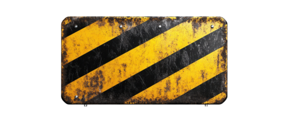 A yellow and black striped sign with a black and yellow stripe. transparent background