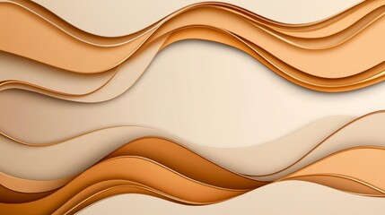 Obraz premium Abstract Beige and Gold Waves Elegant Curvy Background Design