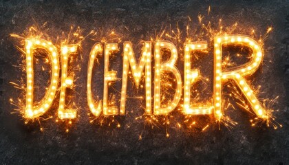 December Sparks Golden Fireworks Illumination for Festive Holiday Celebration Background