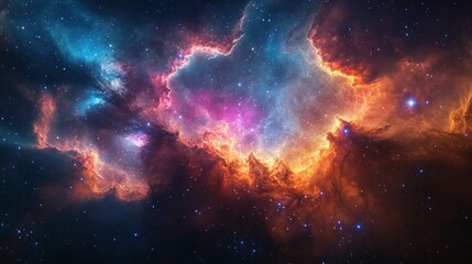 Fototapeta premium Colorful nebula in deep space, showcasing cosmic beauty and mystery.