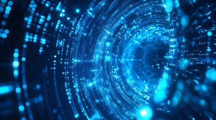 Abstract Blue Vortex of Digital Energy