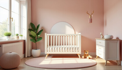 Charming Nursery Room Design with White Crib