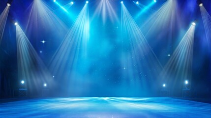 Captivating Blue Stage with Dramatic Spotlights for Memorable Performances and Events
