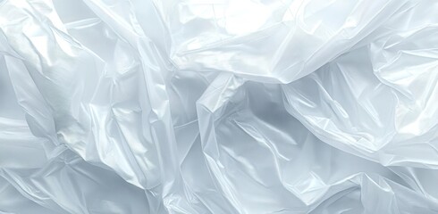 Obraz premium White plastic bag texture, transparent and soft plastic film material, white background 