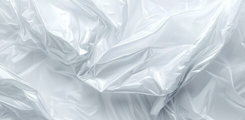 White plastic bag texture, transparent and soft plastic film material, white background
