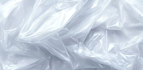 Obraz premium White plastic bag texture, transparent and soft plastic film material, white background 