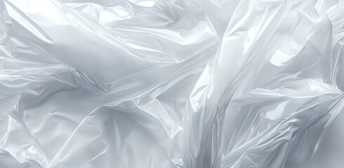 Obraz premium White plastic bag texture, transparent and soft plastic film material, white background 
