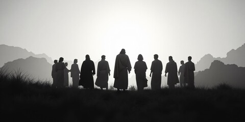 The twelve chosen, disciples. Biblical. Christian religious Illustration.