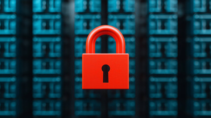vibrant orange padlock stands out among metallic locks, symbolizing security and protection in a digital or physical context.