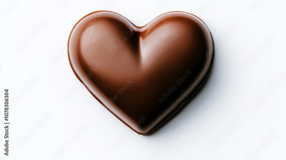 Wall mural Chocolate heart is shown on a white background. The heart is made of chocolate and is sitting on a white surface. Concept of warmth and love, as the heart is a symbol of affection and care