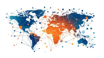 Fototapeta premium Silhouettes of diverse business and professional groups linked by an abstract network of lines and points, centered on a white background 