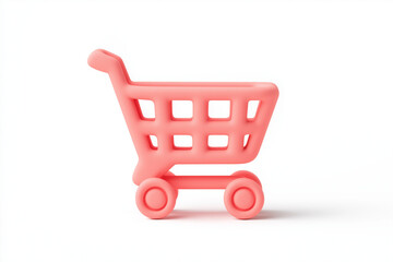 plasticine shopping cart 3D icon, e-commerce theme, soft clay texture, minimalist style, isolated on white background