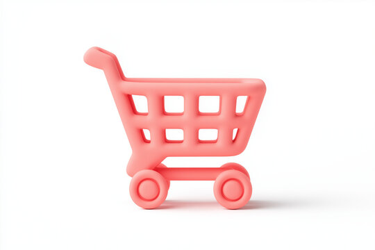 plasticine shopping cart 3D icon, e-commerce theme, soft clay texture, minimalist style, isolated on white background