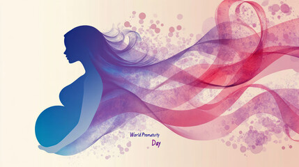 World Prematurity Day with a pregnant woman silhouette
