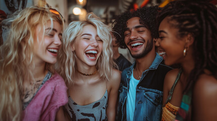 Fototapeta premium Diverse Group Of Friends Smiling Outdoors Casual Gathering