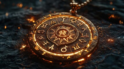 Fototapeta premium Golden drop falling on glowing circle