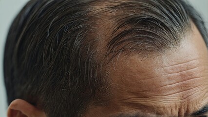 Fototapeta premium Close up of male scalp with hair loss