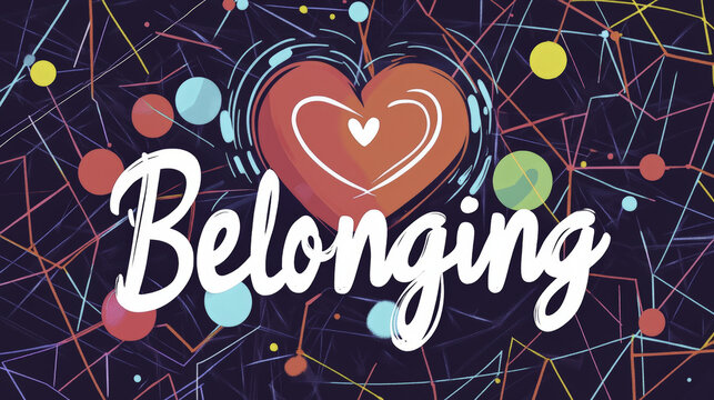 DEIB Belonging heart symbol with colorful abstract background expressing connection