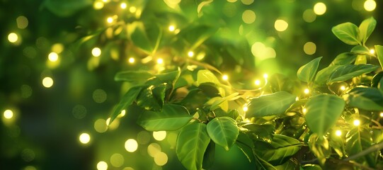 sparkling green festival lights background, party, celebration 15