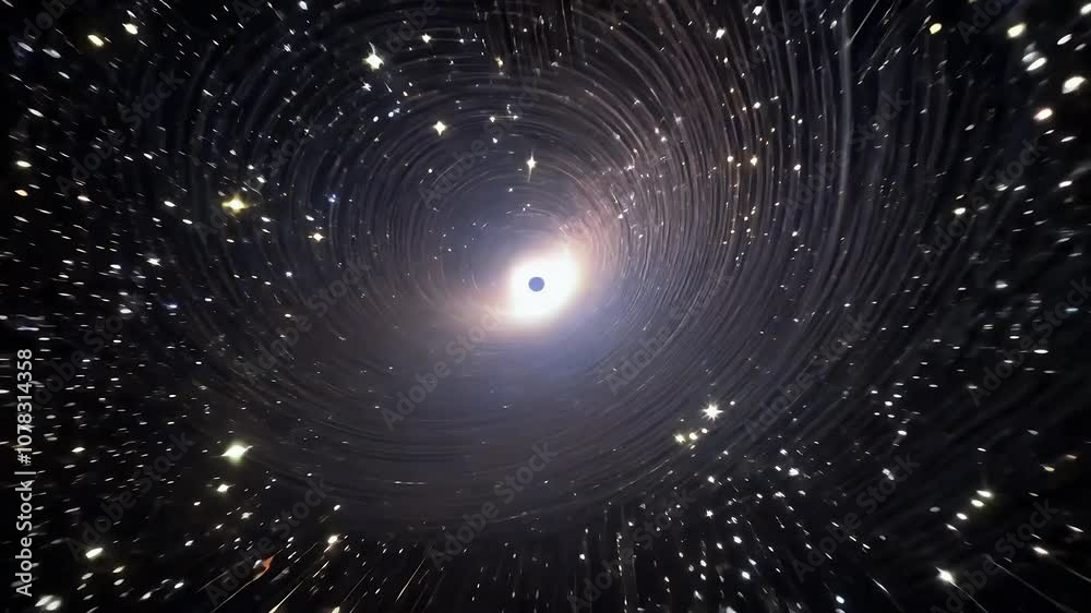 Wall mural shiny stars twinkling swirling black background creating ethereal atmosphere smooth zoom camera angl