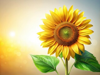 Obraz premium Vibrant Sunflower Against Transparent Background - Nature's Beauty, Floral Art, Bright Colors, Sunlit Petals, Isolated Flower, Botanical Design, Yellow 