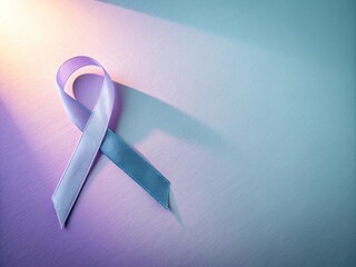 Soft Lavender to Blue Gradient Background with Ribbon Shadow for Cancer Awareness