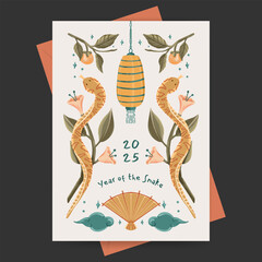 Year of the snake. Design template for chinese new year poster, greeting card, banner.