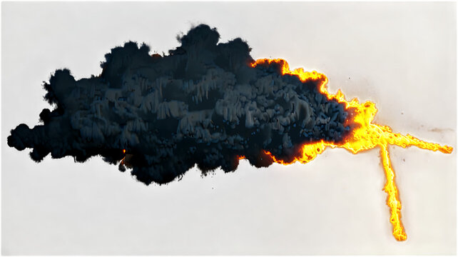 Explosive fireball effect with bright orange and yellow flames, intended for action or battle games, intense and dramatic with fast movement, transparent background, perfect for impact visuals or atta