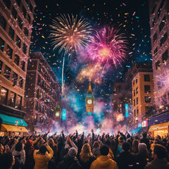 fireworks in the city