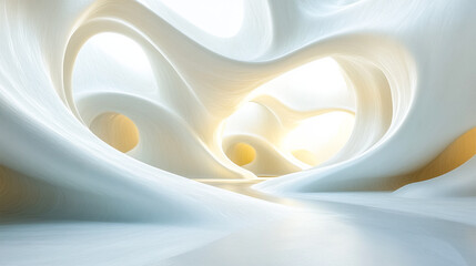 White Wave Background. Abstract Minimal Exterior Design. Creative Architectural Concept
