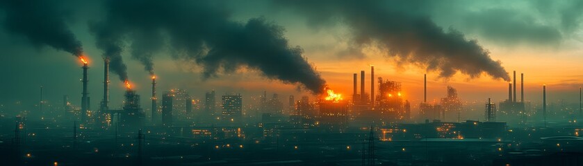 Fototapeta premium Industrial pollution impacting urban landscapes understanding environmental consequences of factory emissions
