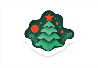 Cristmas sticker with cristmas tree